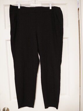 Max Studio 2X Black Pull On Pants Tapered Ankle Career Office Plus Size